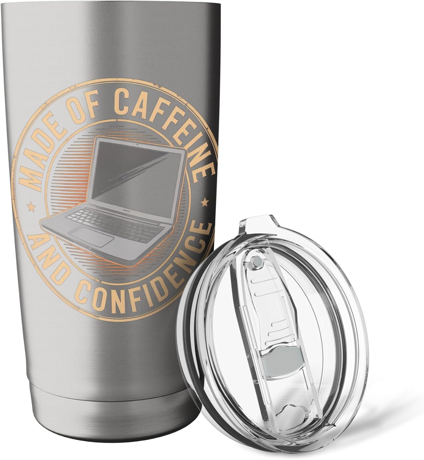 Made of Caffeine and Confidence Laptop Design Stainless Steel Insulated Tumbler