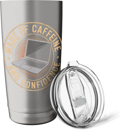 Made of Caffeine and Confidence Laptop Design Stainless Steel Insulated Tumbler