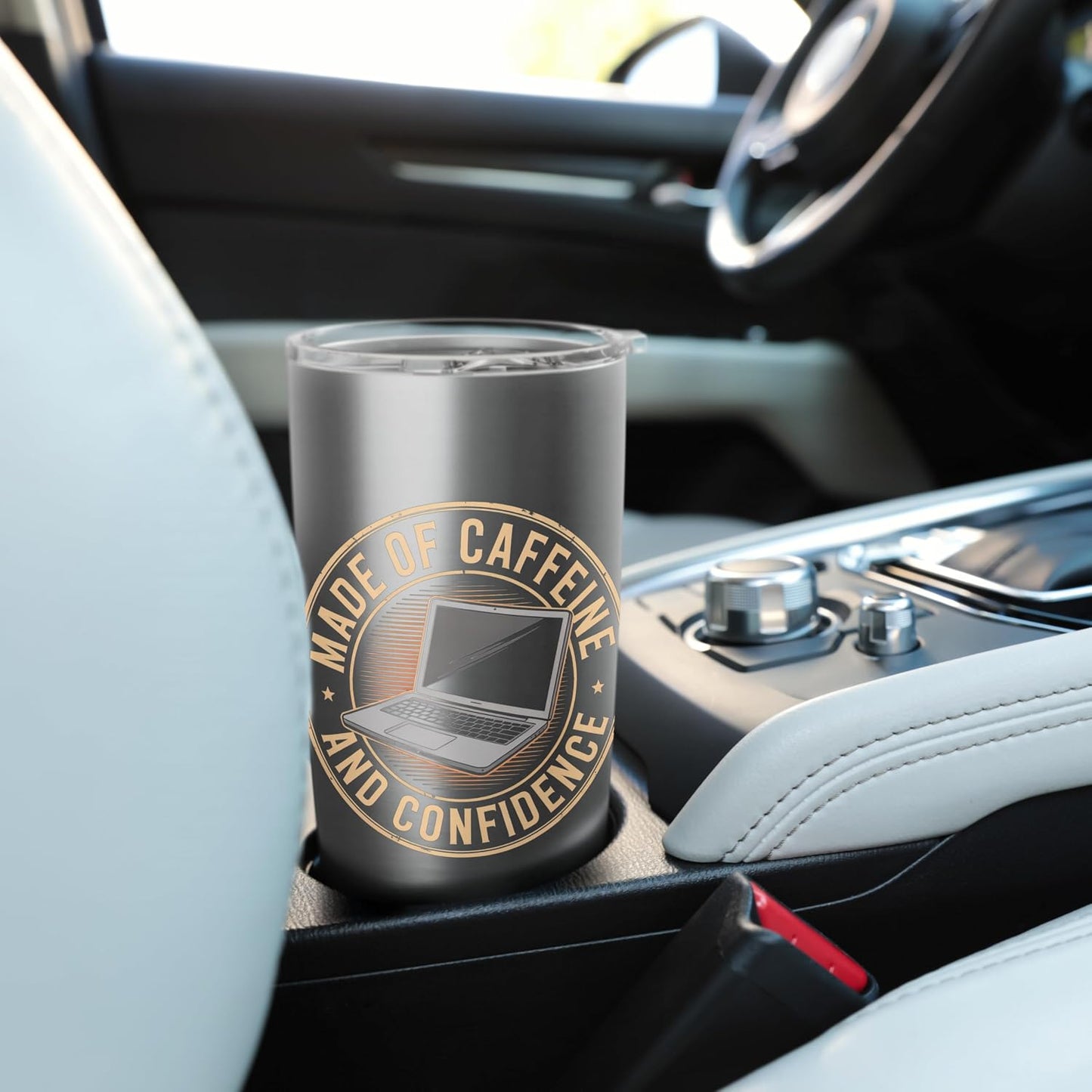 Made of Caffeine and Confidence Laptop Design Stainless Steel Insulated Tumbler