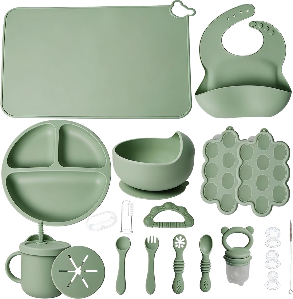 19 Pcs Silicone Baby Feeding Set Eating Essentials for Newborn