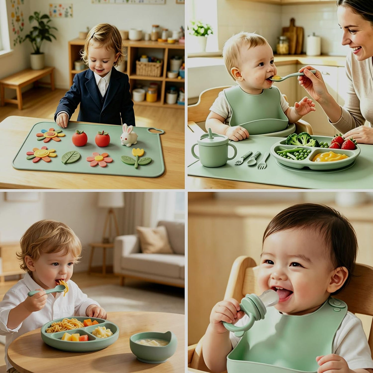 19 Pcs Silicone Baby Feeding Set Eating Essentials for Newborn