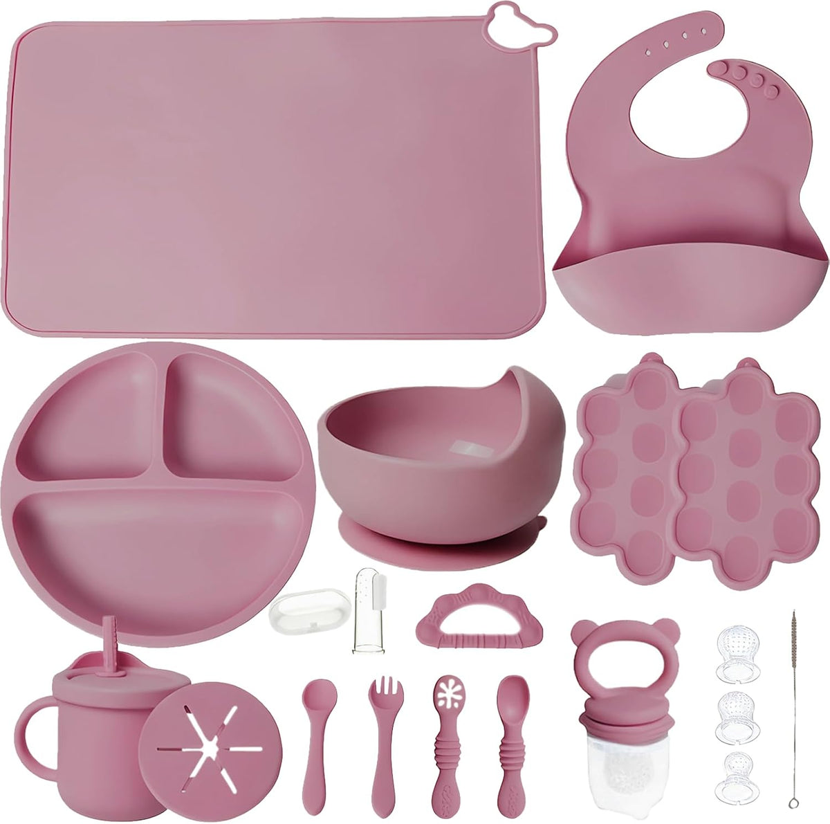 19 Pcs Silicone Baby Feeding Set Eating Essentials for Newborn