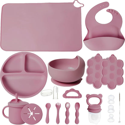19 Pcs Silicone Baby Feeding Set Eating Essentials for Newborn