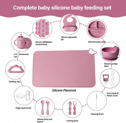 19 Pcs Silicone Baby Feeding Set Eating Essentials for Newborn