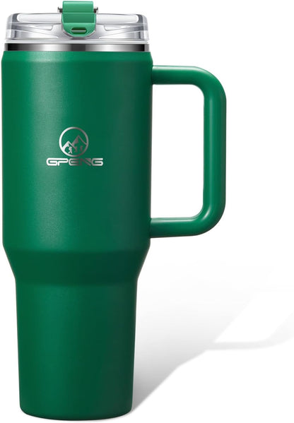 30/40/50 oz Tumbler with Handle, Water Bottles with Straw Lid, Insulated Stainless Steel Travel Mug Cup Holder Friendly, Keep Drinks Cold or Hot for Hours