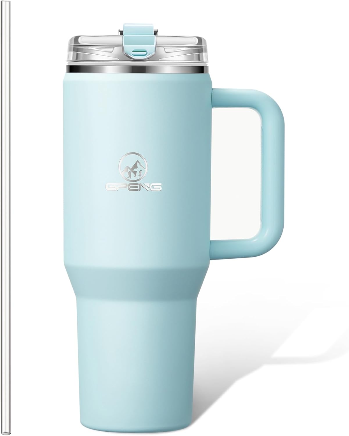 30/40/50 oz Tumbler with Handle, Water Bottles with Straw Lid, Insulated Stainless Steel Travel Mug Cup Holder Friendly, Keep Drinks Cold or Hot for Hours