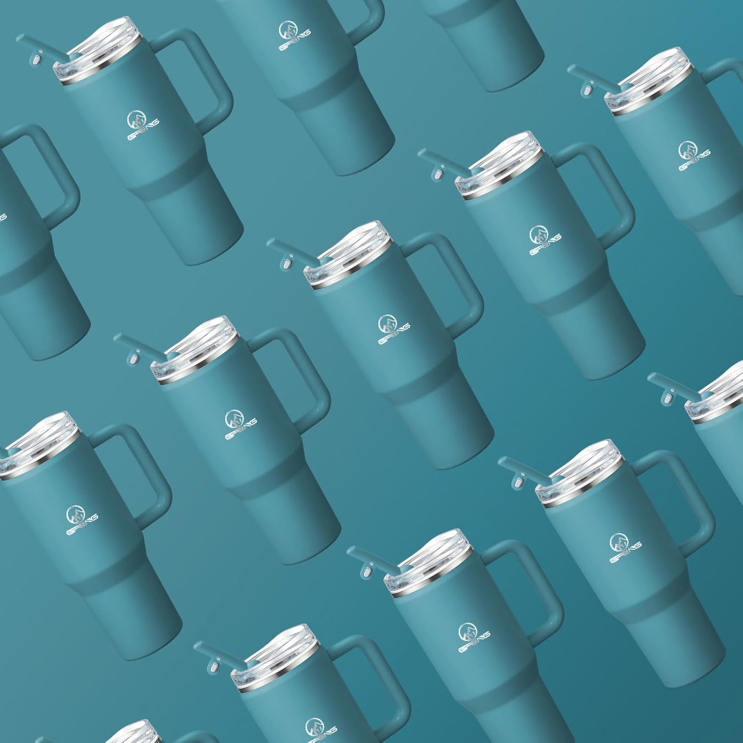 30/40/50 oz Tumbler with Handle, Water Bottles with Straw Lid, Insulated Stainless Steel Travel Mug Cup Holder Friendly, Keep Drinks Cold or Hot for Hours