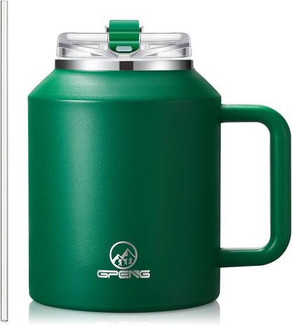 30/40/50 oz Tumbler with Handle, Water Bottles with Straw Lid, Insulated Stainless Steel Travel Mug Cup Holder Friendly, Keep Drinks Cold or Hot for Hours