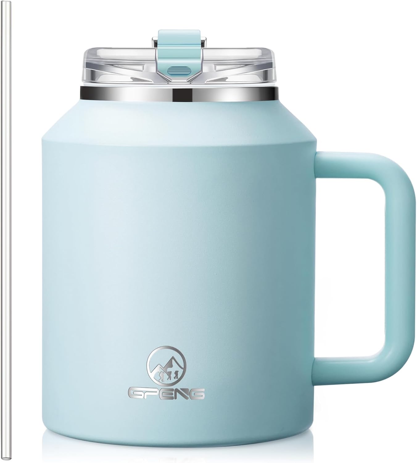30/40/50 oz Tumbler with Handle, Water Bottles with Straw Lid, Insulated Stainless Steel Travel Mug Cup Holder Friendly, Keep Drinks Cold or Hot for Hours