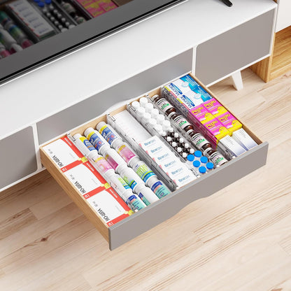 4 Pack 3.2 Inch Shallow Acrylic Drawer Dividers for Clothes -Expandable from 15-21''- Adjustable Drawer Dividers for Baby Clothing,Sock,Underwear,Clear in Drawer Separators for Dresser,Kitchen