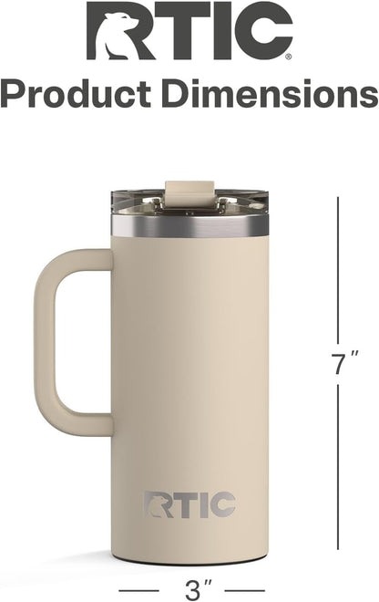 20oz Road Trip Travel Mug with Lid and Handle, Ceramic Lined, Beach | Stainless Steel Metal, Insulated Travel Cup for Hot and Cold Drinks, Coffee, Car, Camping and Travel