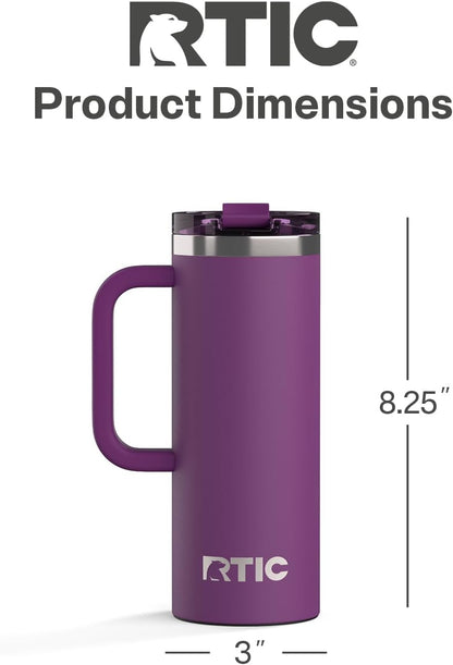 20oz Road Trip Travel Mug with Lid and Handle, Ceramic Lined, Beach | Stainless Steel Metal, Insulated Travel Cup for Hot and Cold Drinks, Coffee, Car, Camping and Travel
