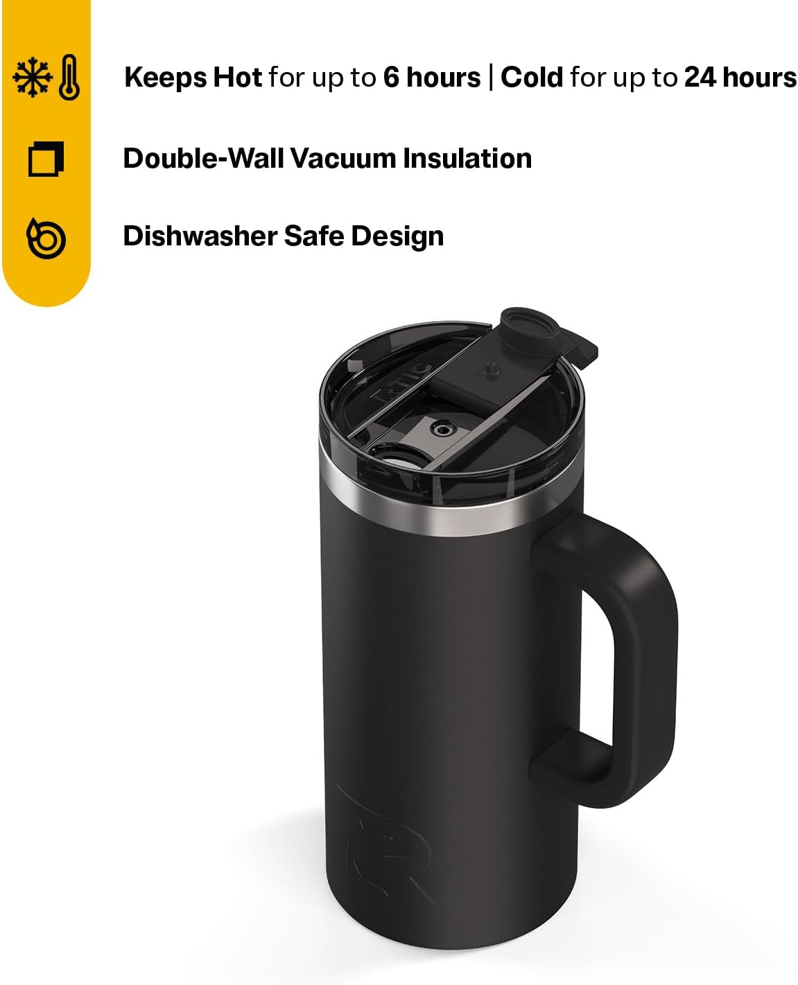 20oz Road Trip Travel Mug with Lid and Handle, Ceramic Lined, Beach | Stainless Steel Metal, Insulated Travel Cup for Hot and Cold Drinks, Coffee, Car, Camping and Travel