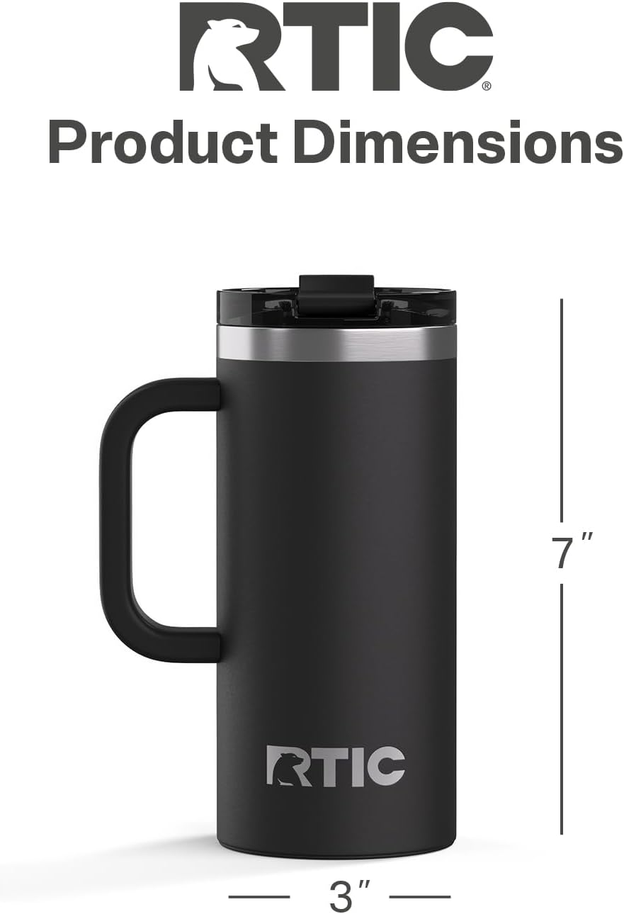 20oz Road Trip Travel Mug with Lid and Handle, Ceramic Lined, Beach | Stainless Steel Metal, Insulated Travel Cup for Hot and Cold Drinks, Coffee, Car, Camping and Travel