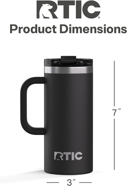 20oz Road Trip Travel Mug with Lid and Handle, Ceramic Lined, Beach | Stainless Steel Metal, Insulated Travel Cup for Hot and Cold Drinks, Coffee, Car, Camping and Travel