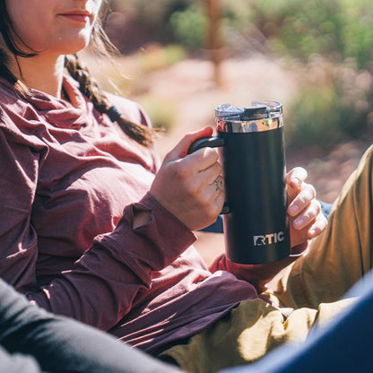 20oz Road Trip Travel Mug with Lid and Handle, Ceramic Lined, Beach | Stainless Steel Metal, Insulated Travel Cup for Hot and Cold Drinks, Coffee, Car, Camping and Travel