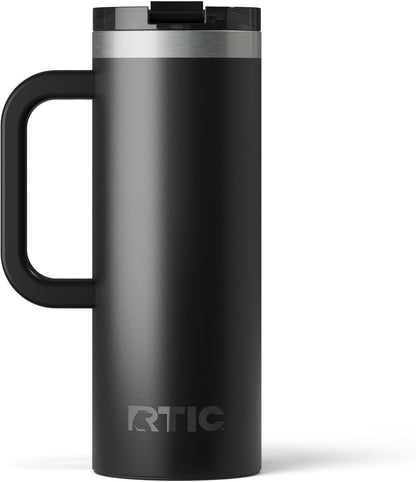 20oz Road Trip Travel Mug with Lid and Handle, Ceramic Lined, Beach | Stainless Steel Metal, Insulated Travel Cup for Hot and Cold Drinks, Coffee, Car, Camping and Travel