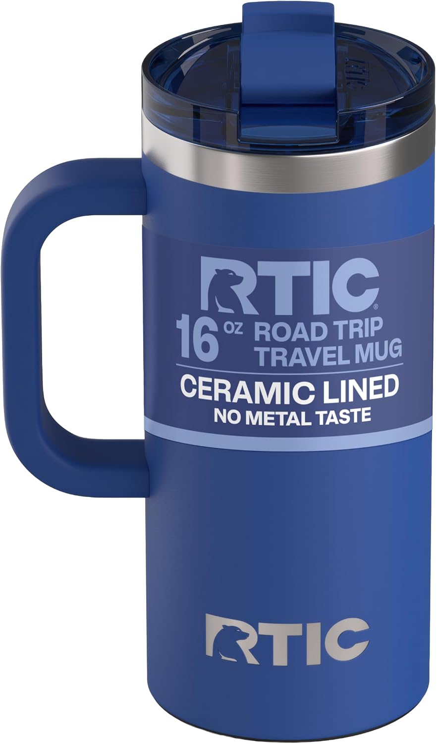 20oz Road Trip Travel Mug with Lid and Handle, Ceramic Lined, Beach | Stainless Steel Metal, Insulated Travel Cup for Hot and Cold Drinks, Coffee, Car, Camping and Travel