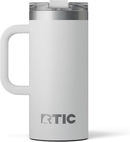20oz Road Trip Travel Mug with Lid and Handle, Ceramic Lined, Beach | Stainless Steel Metal, Insulated Travel Cup for Hot and Cold Drinks, Coffee, Car, Camping and Travel