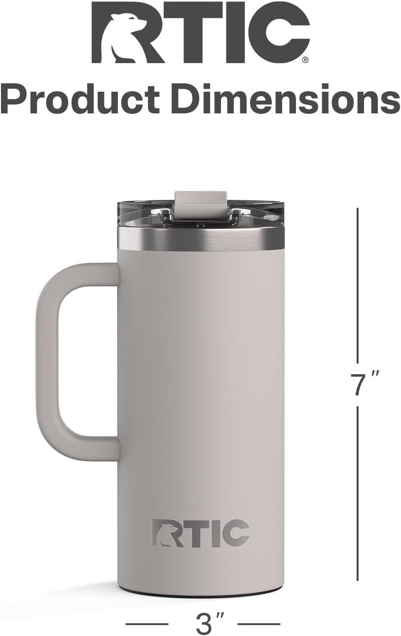 20oz Road Trip Travel Mug with Lid and Handle, Ceramic Lined, Beach | Stainless Steel Metal, Insulated Travel Cup for Hot and Cold Drinks, Coffee, Car, Camping and Travel