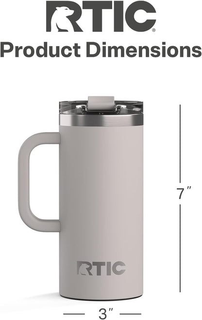 20oz Road Trip Travel Mug with Lid and Handle, Ceramic Lined, Beach | Stainless Steel Metal, Insulated Travel Cup for Hot and Cold Drinks, Coffee, Car, Camping and Travel