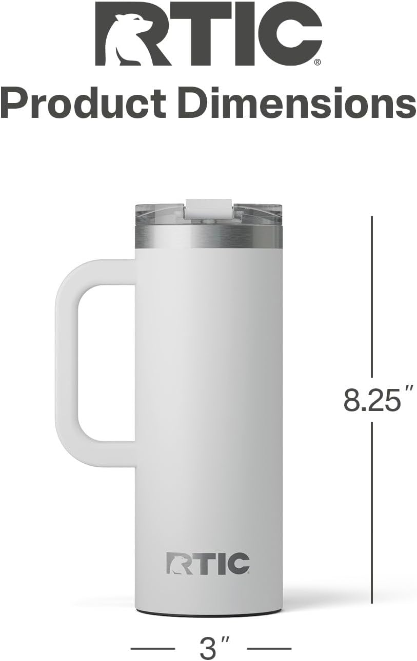 20oz Road Trip Travel Mug with Lid and Handle, Ceramic Lined, Beach | Stainless Steel Metal, Insulated Travel Cup for Hot and Cold Drinks, Coffee, Car, Camping and Travel