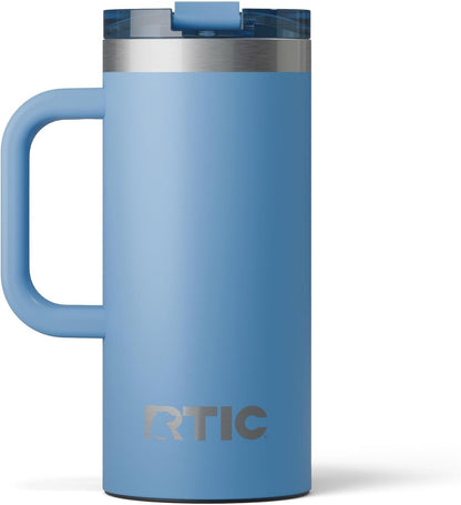 20oz Road Trip Travel Mug with Lid and Handle, Ceramic Lined, Beach | Stainless Steel Metal, Insulated Travel Cup for Hot and Cold Drinks, Coffee, Car, Camping and Travel