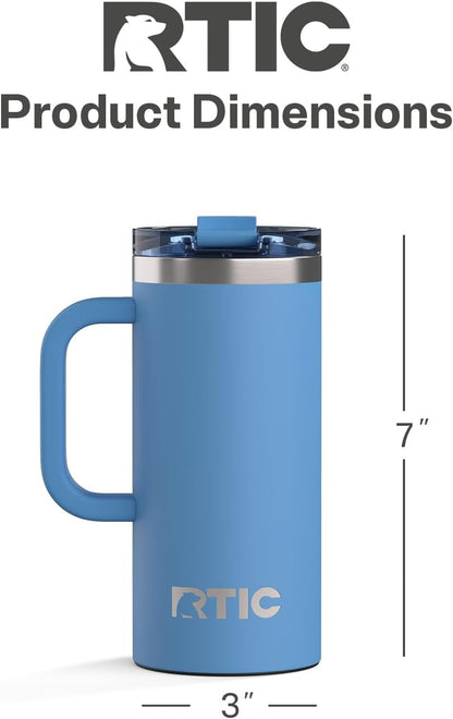 20oz Road Trip Travel Mug with Lid and Handle, Ceramic Lined, Beach | Stainless Steel Metal, Insulated Travel Cup for Hot and Cold Drinks, Coffee, Car, Camping and Travel