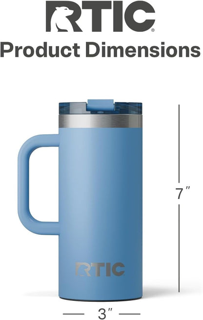 20oz Road Trip Travel Mug with Lid and Handle, Ceramic Lined, Beach | Stainless Steel Metal, Insulated Travel Cup for Hot and Cold Drinks, Coffee, Car, Camping and Travel