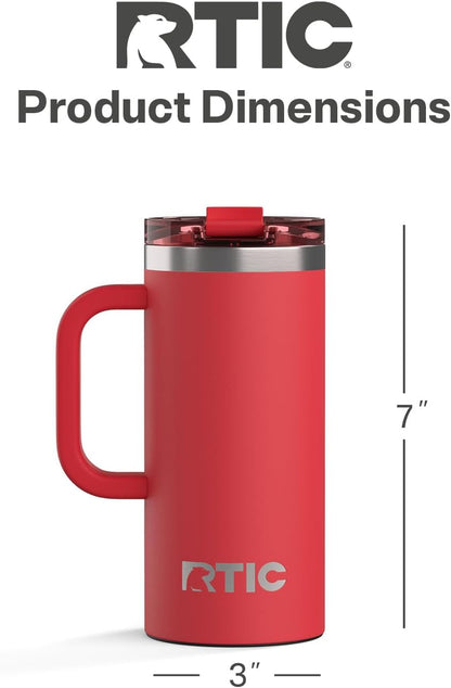20oz Road Trip Travel Mug with Lid and Handle, Ceramic Lined, Beach | Stainless Steel Metal, Insulated Travel Cup for Hot and Cold Drinks, Coffee, Car, Camping and Travel