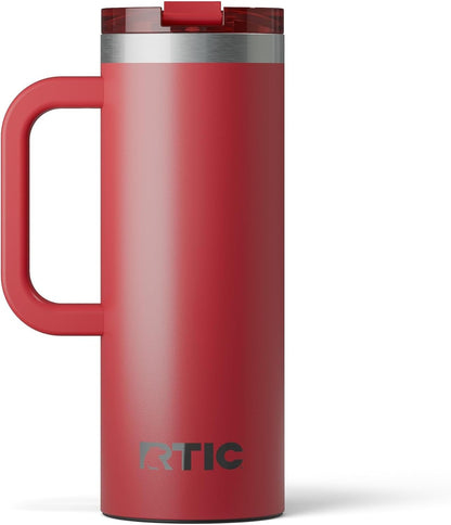 20oz Road Trip Travel Mug with Lid and Handle, Ceramic Lined, Beach | Stainless Steel Metal, Insulated Travel Cup for Hot and Cold Drinks, Coffee, Car, Camping and Travel