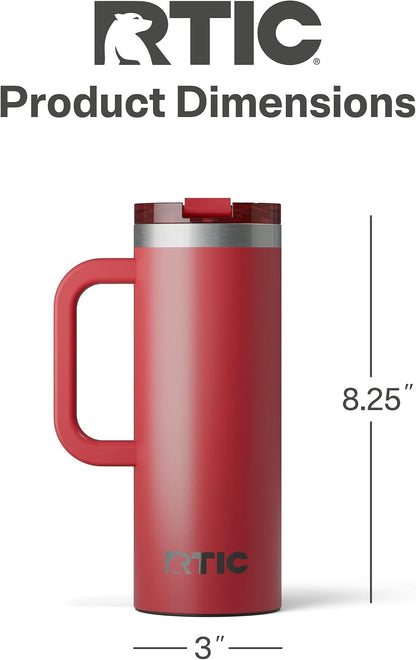 20oz Road Trip Travel Mug with Lid and Handle, Ceramic Lined, Beach | Stainless Steel Metal, Insulated Travel Cup for Hot and Cold Drinks, Coffee, Car, Camping and Travel
