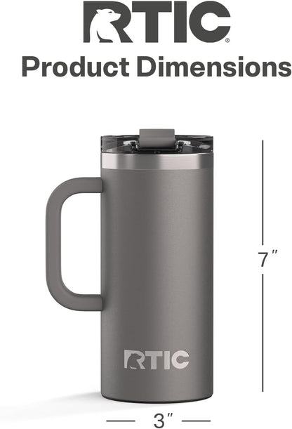 20oz Road Trip Travel Mug with Lid and Handle, Ceramic Lined, Beach | Stainless Steel Metal, Insulated Travel Cup for Hot and Cold Drinks, Coffee, Car, Camping and Travel