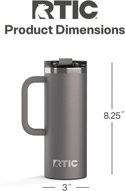 20oz Road Trip Travel Mug with Lid and Handle, Ceramic Lined, Beach | Stainless Steel Metal, Insulated Travel Cup for Hot and Cold Drinks, Coffee, Car, Camping and Travel