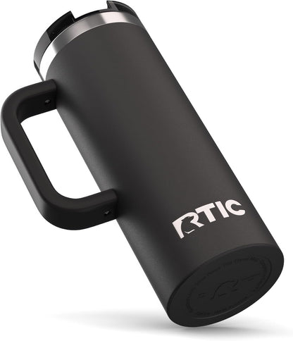 20oz Road Trip Travel Mug with Lid and Handle, Ceramic Lined, Beach | Stainless Steel Metal, Insulated Travel Cup for Hot and Cold Drinks, Coffee, Car, Camping and Travel
