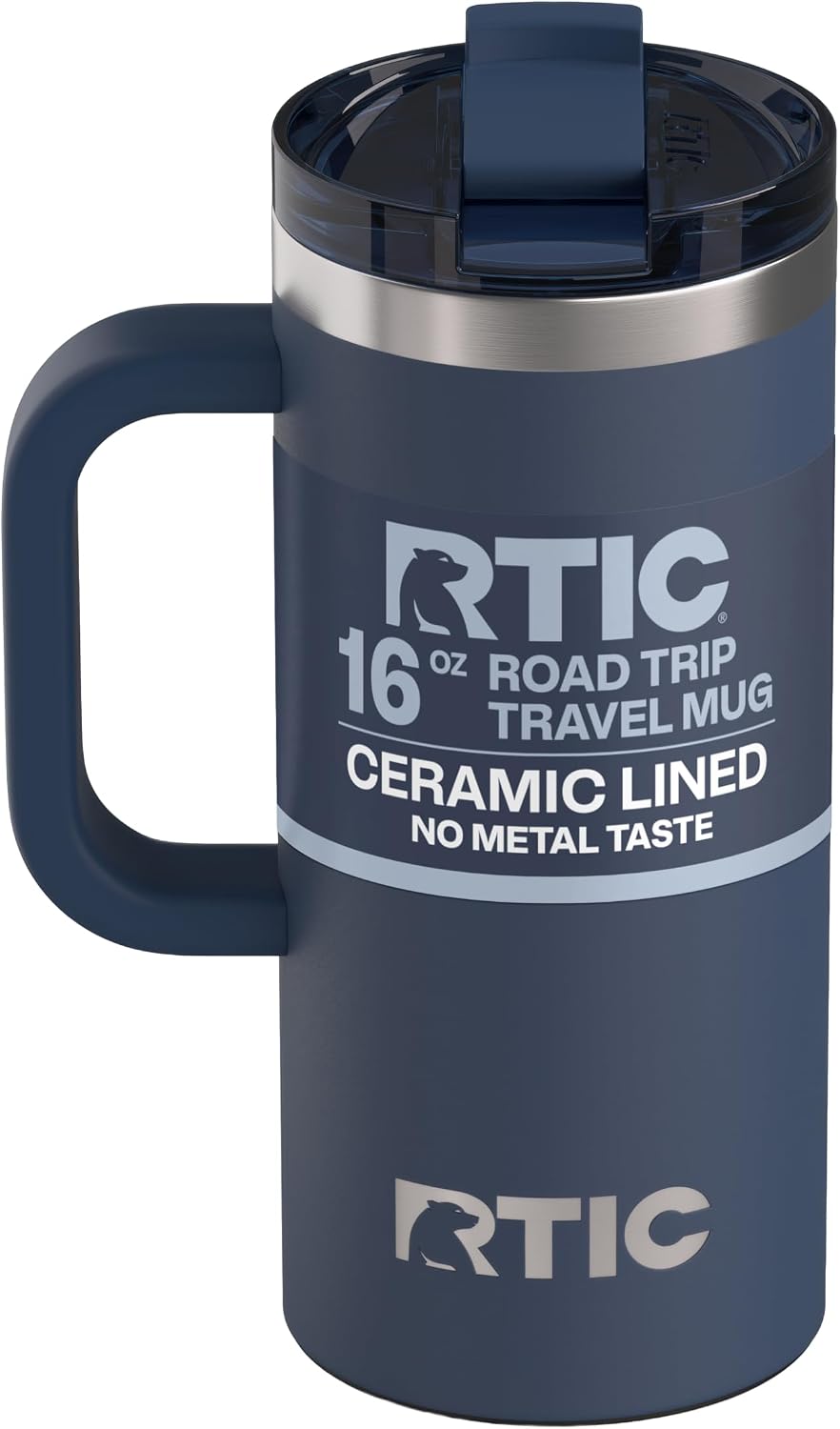 20oz Road Trip Travel Mug with Lid and Handle, Ceramic Lined, Beach | Stainless Steel Metal, Insulated Travel Cup for Hot and Cold Drinks, Coffee, Car, Camping and Travel