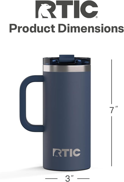 20oz Road Trip Travel Mug with Lid and Handle, Ceramic Lined, Beach | Stainless Steel Metal, Insulated Travel Cup for Hot and Cold Drinks, Coffee, Car, Camping and Travel