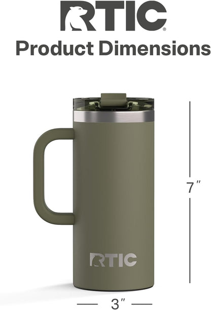 20oz Road Trip Travel Mug with Lid and Handle, Ceramic Lined, Beach | Stainless Steel Metal, Insulated Travel Cup for Hot and Cold Drinks, Coffee, Car, Camping and Travel