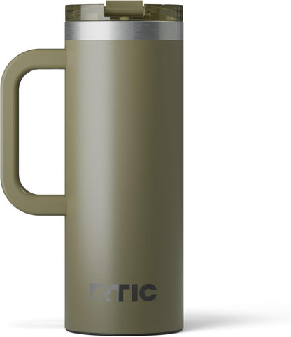 20oz Road Trip Travel Mug with Lid and Handle, Ceramic Lined, Beach | Stainless Steel Metal, Insulated Travel Cup for Hot and Cold Drinks, Coffee, Car, Camping and Travel