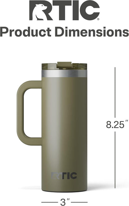 20oz Road Trip Travel Mug with Lid and Handle, Ceramic Lined, Beach | Stainless Steel Metal, Insulated Travel Cup for Hot and Cold Drinks, Coffee, Car, Camping and Travel