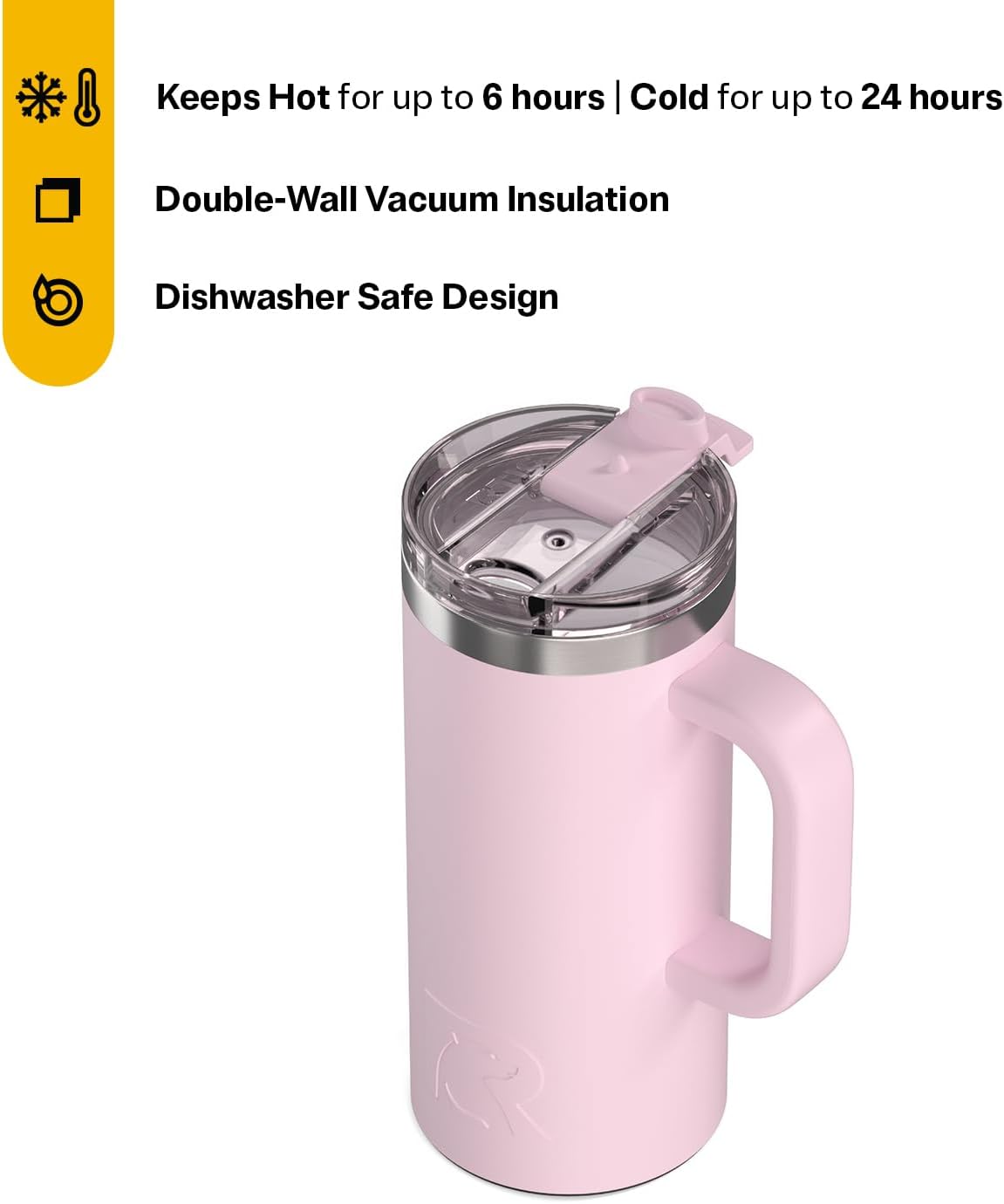20oz Road Trip Travel Mug with Lid and Handle, Ceramic Lined, Beach | Stainless Steel Metal, Insulated Travel Cup for Hot and Cold Drinks, Coffee, Car, Camping and Travel
