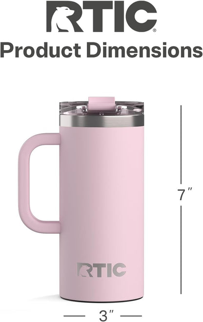 20oz Road Trip Travel Mug with Lid and Handle, Ceramic Lined, Beach | Stainless Steel Metal, Insulated Travel Cup for Hot and Cold Drinks, Coffee, Car, Camping and Travel