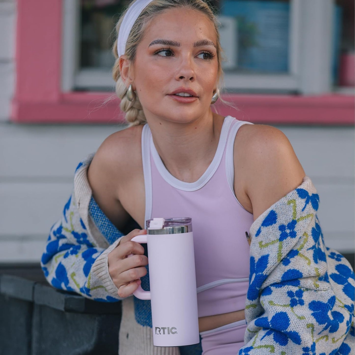 20oz Road Trip Travel Mug with Lid and Handle, Ceramic Lined, Beach | Stainless Steel Metal, Insulated Travel Cup for Hot and Cold Drinks, Coffee, Car, Camping and Travel
