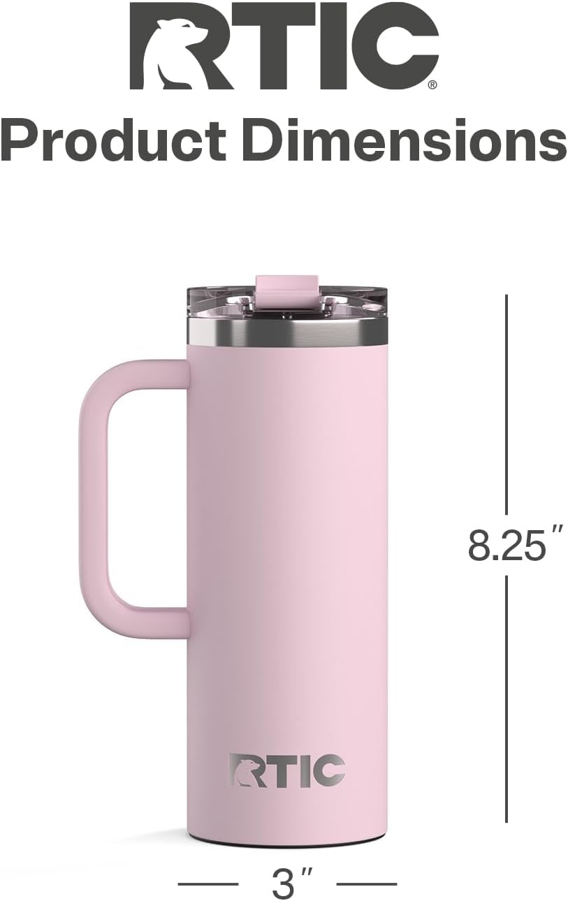 20oz Road Trip Travel Mug with Lid and Handle, Ceramic Lined, Beach | Stainless Steel Metal, Insulated Travel Cup for Hot and Cold Drinks, Coffee, Car, Camping and Travel