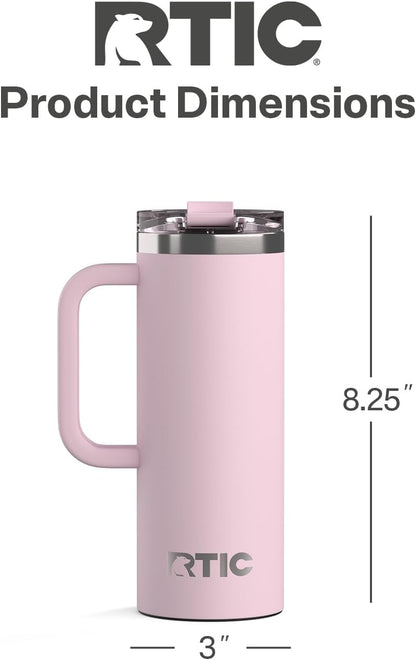 20oz Road Trip Travel Mug with Lid and Handle, Ceramic Lined, Beach | Stainless Steel Metal, Insulated Travel Cup for Hot and Cold Drinks, Coffee, Car, Camping and Travel