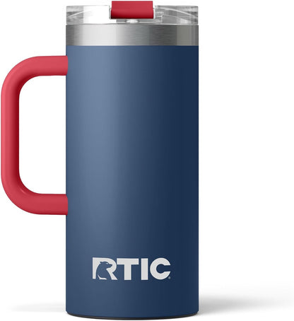 20oz Road Trip Travel Mug with Lid and Handle, Ceramic Lined, Beach | Stainless Steel Metal, Insulated Travel Cup for Hot and Cold Drinks, Coffee, Car, Camping and Travel