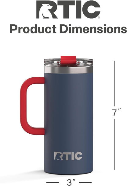 20oz Road Trip Travel Mug with Lid and Handle, Ceramic Lined, Beach | Stainless Steel Metal, Insulated Travel Cup for Hot and Cold Drinks, Coffee, Car, Camping and Travel