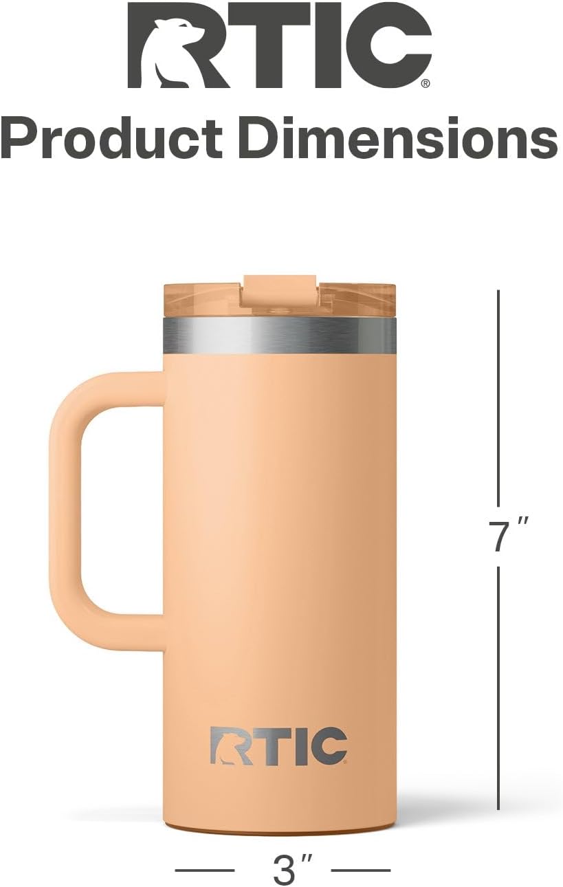 20oz Road Trip Travel Mug with Lid and Handle, Ceramic Lined, Beach | Stainless Steel Metal, Insulated Travel Cup for Hot and Cold Drinks, Coffee, Car, Camping and Travel