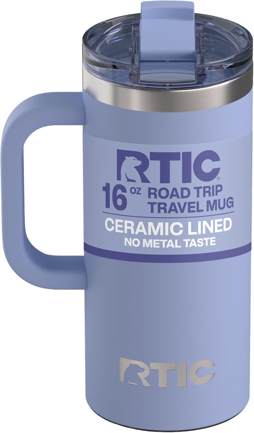 20oz Road Trip Travel Mug with Lid and Handle, Ceramic Lined, Beach | Stainless Steel Metal, Insulated Travel Cup for Hot and Cold Drinks, Coffee, Car, Camping and Travel