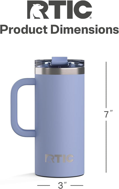 20oz Road Trip Travel Mug with Lid and Handle, Ceramic Lined, Beach | Stainless Steel Metal, Insulated Travel Cup for Hot and Cold Drinks, Coffee, Car, Camping and Travel